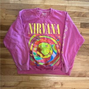 Oversized Nirvana Pink Graphic Crewneck Sweater